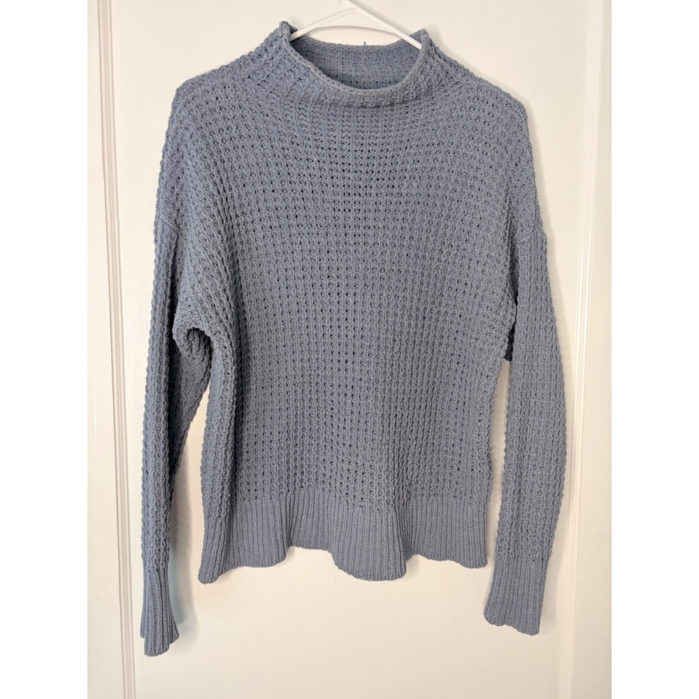 American Eagle Waffle Knit Mock Neck Sweater‎ Blue Size S P
